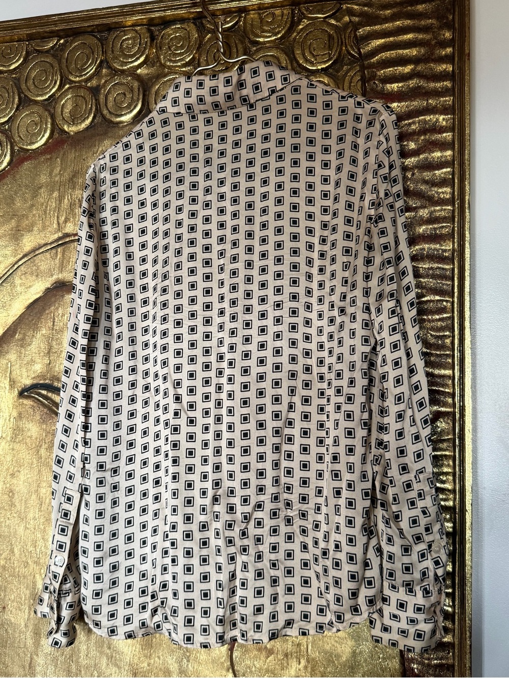 REFORMATION Sky Button down Silk blouse in Geometric Bernini pattern - Picture 4 of 16